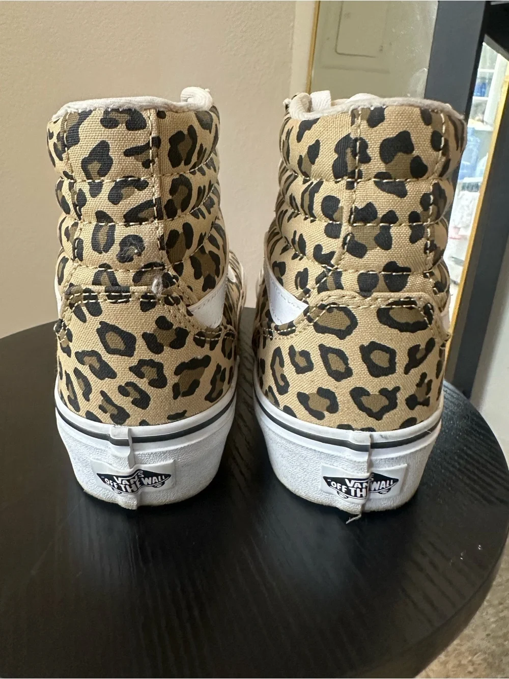 Vans Leopard Print High Top Sneakers - Tan/Black/White